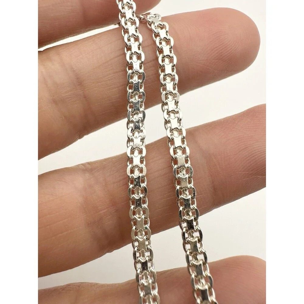 Milor Italian Bismark Chain Design Dainty Sterling Silver Bracelet 7.25”